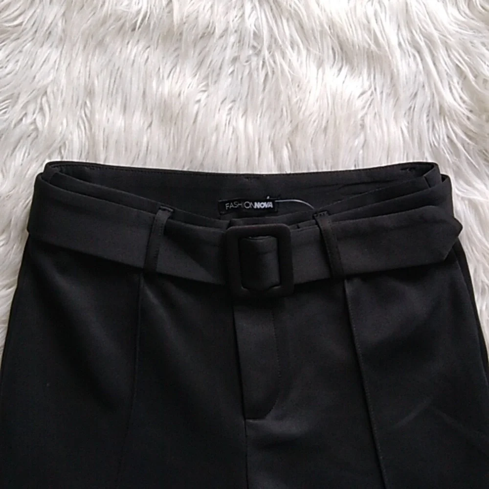 NEW Fashion Nova Walk In The Park Biker Trouser - Black - Picture 5 of 16